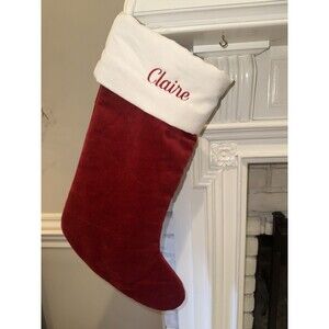 Pottery Barn Claire Classic Velvet Christmas Stocking RED New!